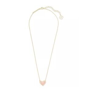 14K Gold Plated and Genuine Stone Ari Heart Pendant Necklace new